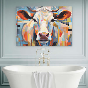 Cow's Loving Gaze - White Country Canvas Print