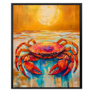 Crab Meets Sun - Beach House Art for Dining Room