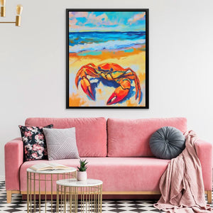 Crabby Beach - Wall Art in Black Frame