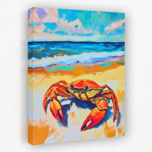 Crabby Beach - Beach House Canvas Wall Art