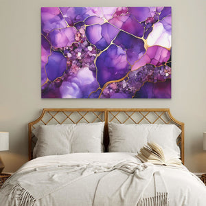Cracked Amethyst - Abstract Purple Canvas Wall Art