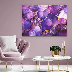 Cracked Amethyst - Abstract Wall Art in Black Frame