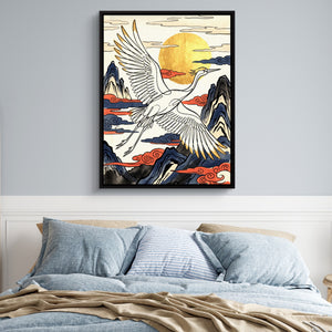 Crane Golden Flight โ crane golden flight sq blue bedroom 1port framed black