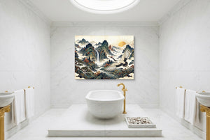 Crane Mountain Sunrise โ crane mountain sunrise luxury bathroom interior 2 1land flush print