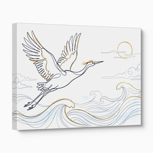 Crane Ocean Journey — crane ocean journey angled flush print