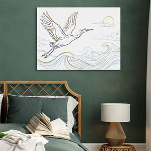 Crane Ocean Journey — crane ocean journey sq green bed 1land flush print
