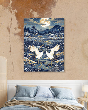 Cranes Dancing Moonlight โ cranes dancing moonlight psd mocha bedroom 1port flush print