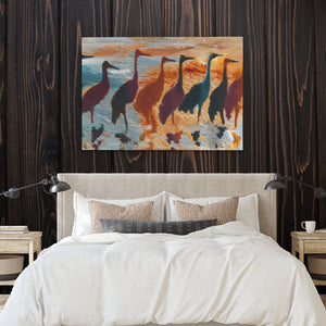 Cranes Golden Migration — Cranes Golden Migration Bedroom with Wood Walls 31