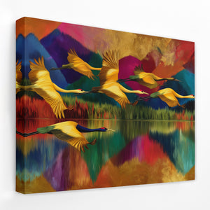 Cranes Mountain Reflection — Cranes Mountain Reflection Landscape Side View Mirror Wrap 140