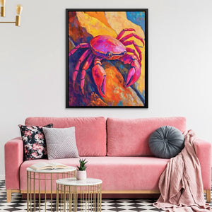 Crimson Rock Crab - Crab Wall Art in Black Frame