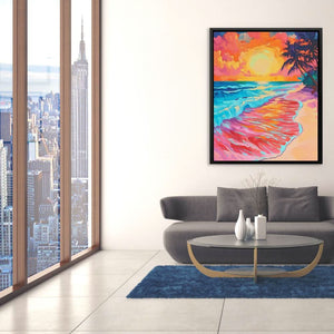 Crimson Shores - Colorful Canvas Wall Art