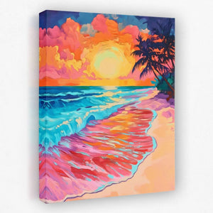 Crimson Shores - Beach Canvas Wall Art