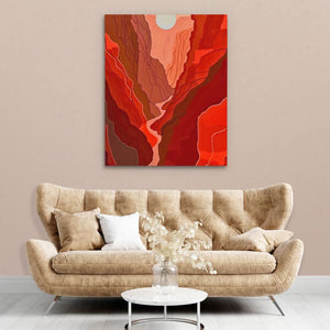 Crimson Sunset - Crimson Wall Art in Black Frame