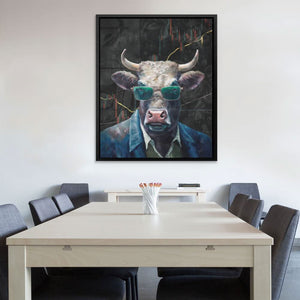 Crypto Bull - Modern Wall Art in Black Frame