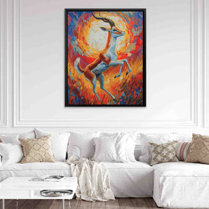 Dancing Antelope - Antelope Wall Art in Black Frame