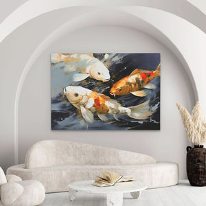 Dancing Koi - Fish Art for Bathroom
