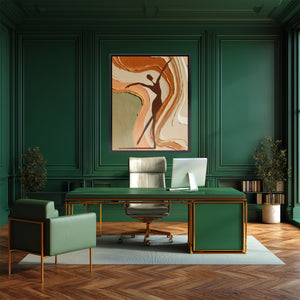 Dancing Through Amber - Abstract Wall Art in Black Frame