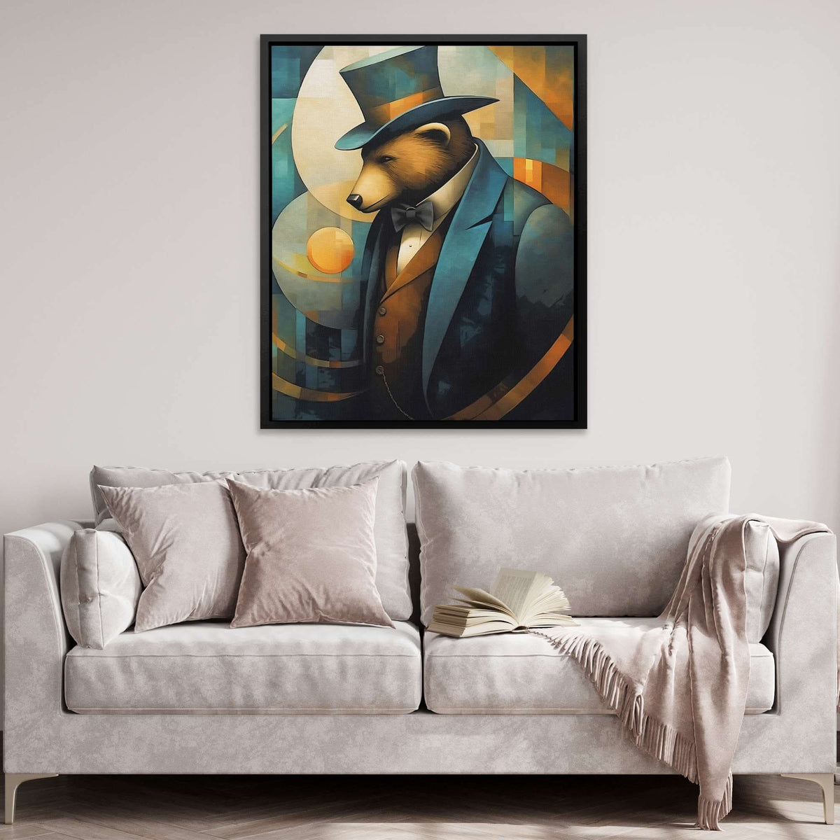 Dapper Bear - Blue Canvas Wall Art