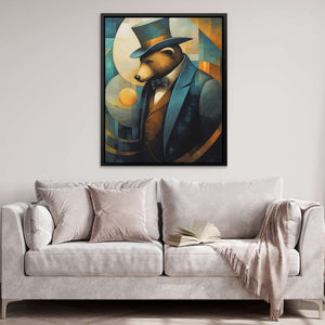 Dapper Bear - Blue Canvas Wall Art