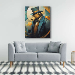 Dapper Bear - Business Wall Art in Black Frame