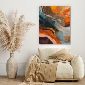 Dark Navy Tide canvas wall art, room view