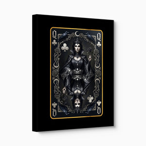 Dark Queen Of Clubs Card โ dark queen of clubs card angled flush print