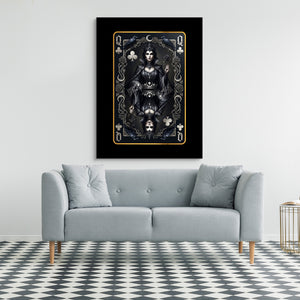 Dark Queen Of Clubs Card โ dark queen of clubs card sq checkered floor 1port flush print