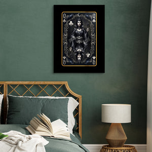Dark Queen Of Clubs Card โ dark queen of clubs card sq green bed 1port flush print