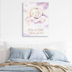 Day and Night, You're Loved โ day and night, you're loved sq light blue bed 1port flush print