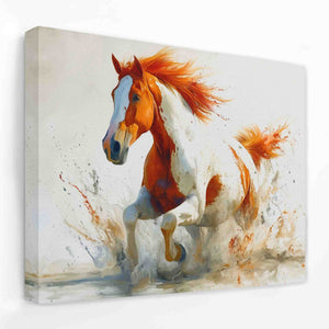 a painting of a running horse on a white background