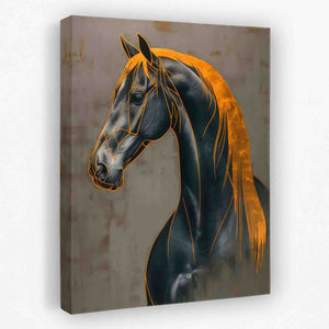 Decorated Gold Horse - Animals Canvas Wall Art