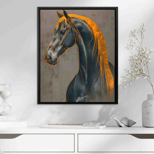 Decorated Gold Horse - Black and Gold Wall Art