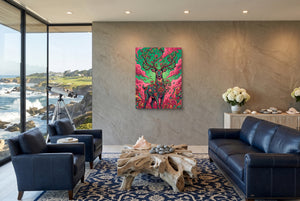Deer Bloom โ deer bloom living room with ocean view 1port flush print