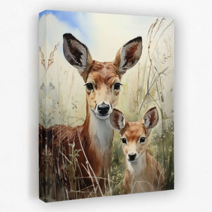 Deer Family - Animals Canvas Wall Art