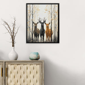 Deer Friends - Wall Art in Black Frame