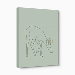 Deer Golden Grazing — deer golden grazing angled flush print