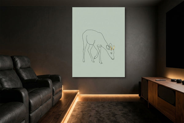 Deer Golden Grazing in a room