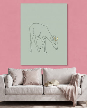 Deer Golden Grazing — deer golden grazing psd pink wall pink couch 1port flush print