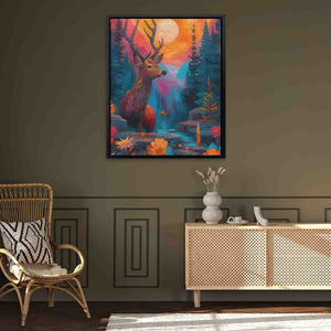 Deer Oasis - Large Abstract Canvas Print