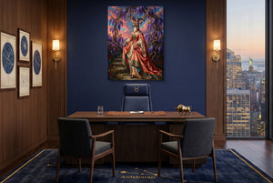 Deer Wisteria Steps โ deer wisteria steps office with city view 1port flush print