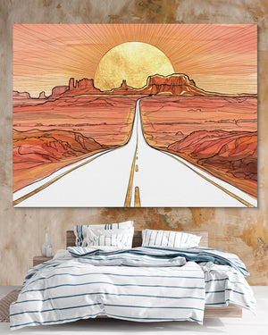 Desert Road Sunrise โ desert road sunrise psd clay beige bedroom 1land flush print