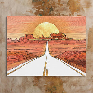 Desert Road Sunrise โ desert road sunrise sq bed 1 clay beige 1land flush print