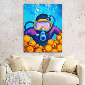 Dive into the Blue - Coastal Art for Bathroom