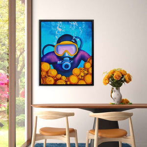 Dive into the Blue - Large Abstract Canvas Print