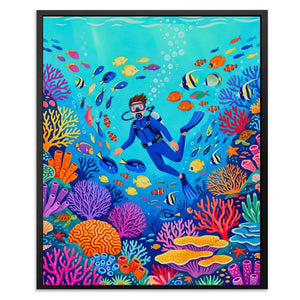 Diver Coral Kingdom - Luxury Wall Art