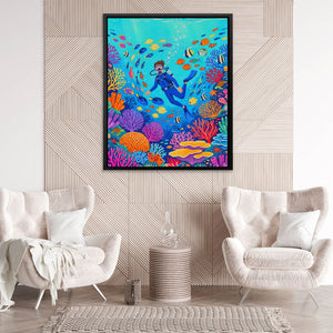 Diver Coral Kingdom - Luxury Wall Art