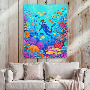 Diver Coral Kingdom - Luxury Wall Art