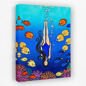 Diver Coral Reef - Luxury Wall Art