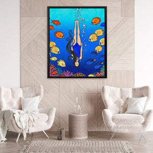 Diver Coral Reef - Luxury Wall Art