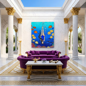 Diver Coral Reef - Luxury Wall Art